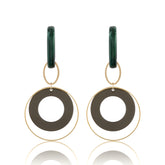 Gold in dark grey long loop ring color with earrings-toned accents